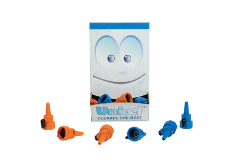 Unicel u nozzle packaging spread out on a white background